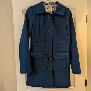 Small Tulle Teal Women's Pea Coat